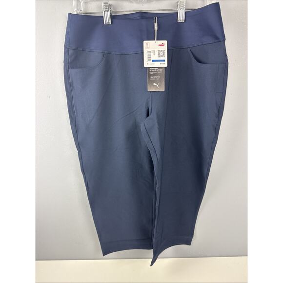 Puma Golf Crop Pants Powershape Navy Blue Stretch UPF 50+ 533017 01 - Picture 1 of 7